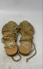 Load image into Gallery viewer, Zara Womens Golden Tone Braided Strap Open Toe Strappy Sandals Size EUR 37