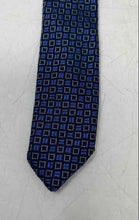 Load image into Gallery viewer, Alby Mens Blue Geometric Print Silk Keeper Loop Adjustable Formal Pointed Tie