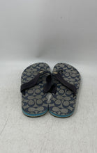 Load image into Gallery viewer, Coach Womens Zoe Blue Logo Print Slip-On Flat Flip-Flop Sandals Size 10B