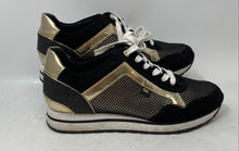 Load image into Gallery viewer, Michael Kors Womens Black Gold Leather Lace-Up Sneaker Shoes Size 9M