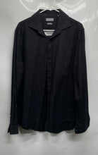Load image into Gallery viewer, Michael Kors Mens Black Slim Fit Collared Long Sleeve Dress Shirt Size L