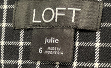 Load image into Gallery viewer, Loft Womens Black White Plaid Flat Front Regular Fit Julie Ankle Pants Size 6
