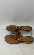 Load image into Gallery viewer, Toscanella Womens Brown Leather Open Toe Slip-On Thong Sandals Size 7.5