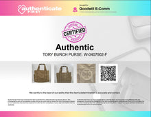 Load image into Gallery viewer, Authentic Tory Burch Womens Beige Coated Twill Mini Tote Purse Worn Stained