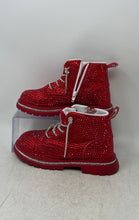 Load image into Gallery viewer, Lola + The Boys Unisex Kids Crystal Ruby Red Side Zipper Ankle Boots Size 35/4Y