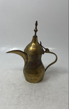 Load image into Gallery viewer, Vintage Engraved Brass Scroll Handle Lidded Middle Eastern Dallah Coffee Pot