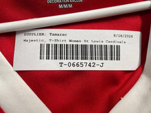 Load image into Gallery viewer, Majestic Womens Red Blue St. Louis Cardinals League Diva Star T-Shirt Size M