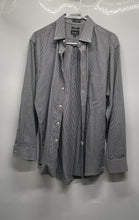 Load image into Gallery viewer, Neiman Marcus Mens White Black Check Cotton Trim Fit Dress Shirt Size 16.5 32/33