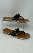 Load image into Gallery viewer, Toscanella Womens Black Brown Slip-On Flat Thong Sandals Size 8.5
