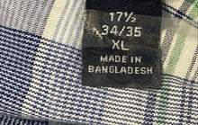 Load image into Gallery viewer, Tommy Hilfiger Mens Blue White Plaid Slim Fit Long Sleeve Dress Shirt Size XL