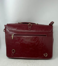 Load image into Gallery viewer, Ecosusi Womens Wilder Red Leather Adjustable Strap Double Buckle Flap Briefcase