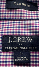 Load image into Gallery viewer, J.Crew Mens Purple Gingham Print Wrinkle Free Long Sleeve Button-Up Shirt Size L