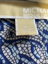 Load image into Gallery viewer, Michael Kors Womens Blue White Long Sleeve Button Front Blouse Top Size XL
