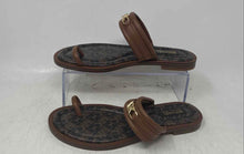 Load image into Gallery viewer, Michael Kors Womens Brown Leather Toe Ring Slip-On Flat Slide Sandals Size 6M
