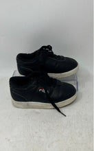 Load image into Gallery viewer, Fila Kids Black Leather Round Toe Low Top Lace-Up Sneaker Shoes Size 9