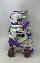 Load image into Gallery viewer, SHDSL Kids White Purple Ratchet Buckle 4 Wheels Roller Skates Size Small