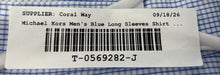 Load image into Gallery viewer, Michael Kors Mens White Blue Check Long Sleeve Dress Shirt Size 17 1/2 34/35