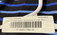 Load image into Gallery viewer, Tommy Hilfiger Womens Black Blue Stripes Long Sleeve Round Neck T-Shirt Size M