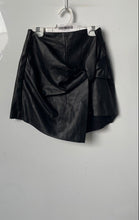 Load image into Gallery viewer, Zara Womens Black Front Knot Back-Zip Asymmetrical Mini Skirt Size Small