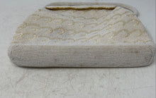Load image into Gallery viewer, Unbranded Womens White Beaded Lined Flap Over Mini Top Handle Bag