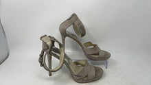 Load image into Gallery viewer, Michael Kors Womens Gray Suede Open Toe Stiletto Ankle Strap Heels Size 9M