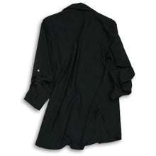 Load image into Gallery viewer, Calvin Klein Womens Black Roll tab Sleeve Button Up Shirt Blouse Size L