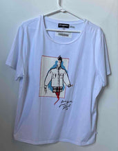 Load image into Gallery viewer, Karl Lagerfeld Womens White Graphic Print Short Sleeve Crew Neck T-Shirt Size XL