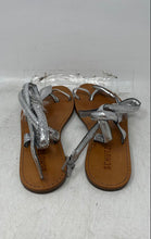 Load image into Gallery viewer, Schutz Womens Courtney Silver Snake Embossed Leather Ankle Strap Sandals Size 37