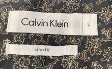 Load image into Gallery viewer, Calvin Klein Mens Black Printed Cotton Long Sleeve Slim Fit Button-Up Shirt Sz L