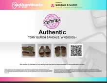 Load image into Gallery viewer, Authentic Tory Burch Womens Brown Espadrille Wedge Slide Sandals Sz 7.5 Stained