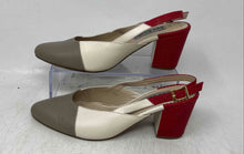 Load image into Gallery viewer, Bon Bonite Womens Red Beige Brown Colorblock Leather Slingback Heels Size 7.5