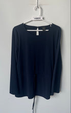 Load image into Gallery viewer, Ann Taylor Womens Navy Blue Long Sleeve Cinched Waist Blouse Top Size Medium