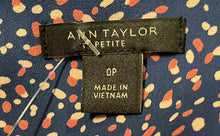 Load image into Gallery viewer, Ann Taylor Womens Blue Pink Dotted Long Sleeve Crew Neck Shift Dress Size 0P