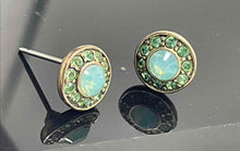 Load image into Gallery viewer, Authentic Givenchy Women's Gold Tone Green Crystal Earrings'