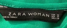 Load image into Gallery viewer, Zara Womens Green Sheer Striped Panel Sleeveless Hi-Low Hem Blouse Top Size M