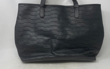 Load image into Gallery viewer, Nautica Womens Black Monogram Embossed Faux Leather Magnetic Large Tote Bag