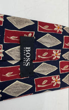 Load image into Gallery viewer, Hugo Boss Mens Blue Red Brown Printed Adjustable Pointed Tie