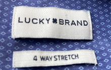 Load image into Gallery viewer, Lucky Brand Mens Blue Printed Slim Fit 4 Way Stretch Long Sleeve Dress Shirt M