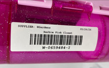 Load image into Gallery viewer, Mattle Pink Glitter Portable Barbie Dream Closet With Clothes & Accessories