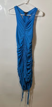 Load image into Gallery viewer, Forever 21 Womens Blue V-Neck Sleeveless Ruched Detail Bodycon Dress Size Small