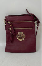Load image into Gallery viewer, JCH Collection Womens Burgundy Pebbled Leather Crossbody Bag With Tags
