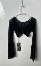 Load image into Gallery viewer, Sleevey Wonder Womens Black Mesh Cropped Blouse Top Size Medium With Tag