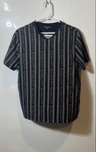 Load image into Gallery viewer, Michael Kors Mens Gray & Black Striped Print Cotton Short Sleeve T-Shirt Size L