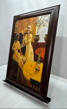 Load image into Gallery viewer, Two Ladies Chatting And Oil Cava On Table Framed Art Print Signed By Dominguez