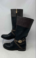 Load image into Gallery viewer, Michael Kors Girls Finley Bransyn Black Brown Leather Riding Boots Size 4