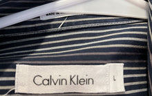 Load image into Gallery viewer, Calvin Klein Mens Blue White Striped Print Long Sleeve Button-Up Shirt Size L