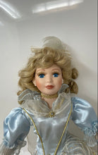 Load image into Gallery viewer, Porcelain Blue Eyes Blonde Hair Light Complexion Victorian Style Dress Girl Doll