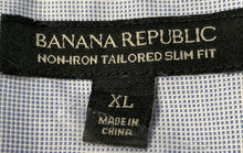Load image into Gallery viewer, Banana Republic Mens White Blue Striped Cotton Slim Fit Button-Up Shirt Size XL