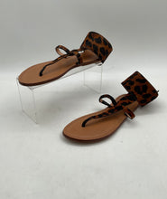 Load image into Gallery viewer, Schutz Womens Brown Leather Animal Print Flat Ankle Strap Sandals Size EU 36