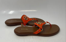 Load image into Gallery viewer, Michael Kors Womens Conway Orange Gold Slip-On Flat T-Strap Sandals Size 7.5